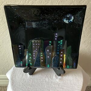Unbranded: Black Art Deco Plate- Star Night